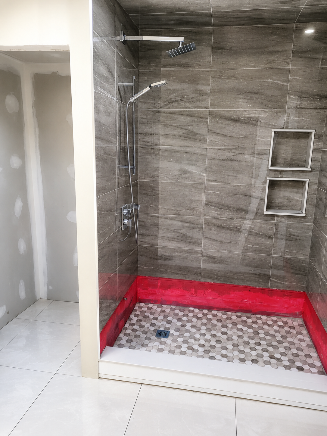 Before photo of outdated Charlotte NC shower prior to remodeling