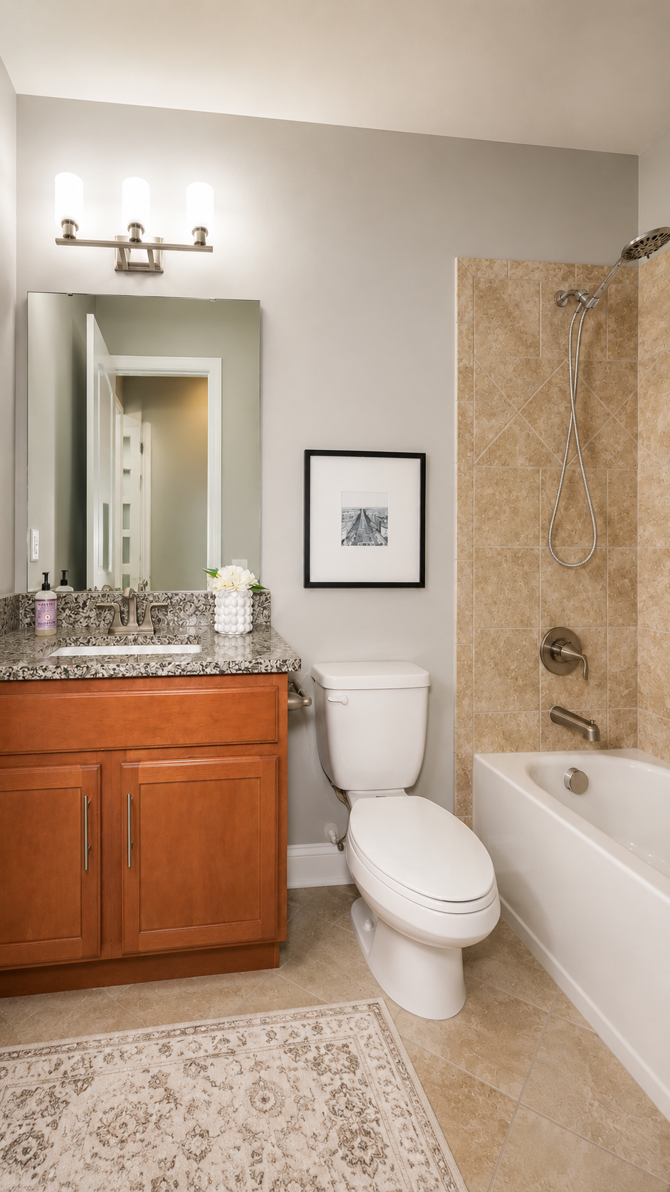 Before photo of dated master bathroom in Ballantyne Charlotte prior to luxury renovation