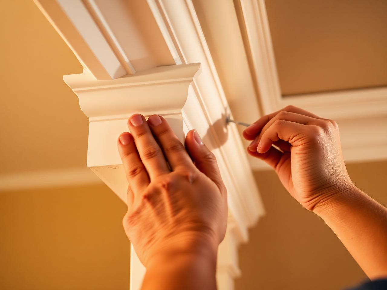 Skilled carpenter installing trim work in a Charlotte renovation